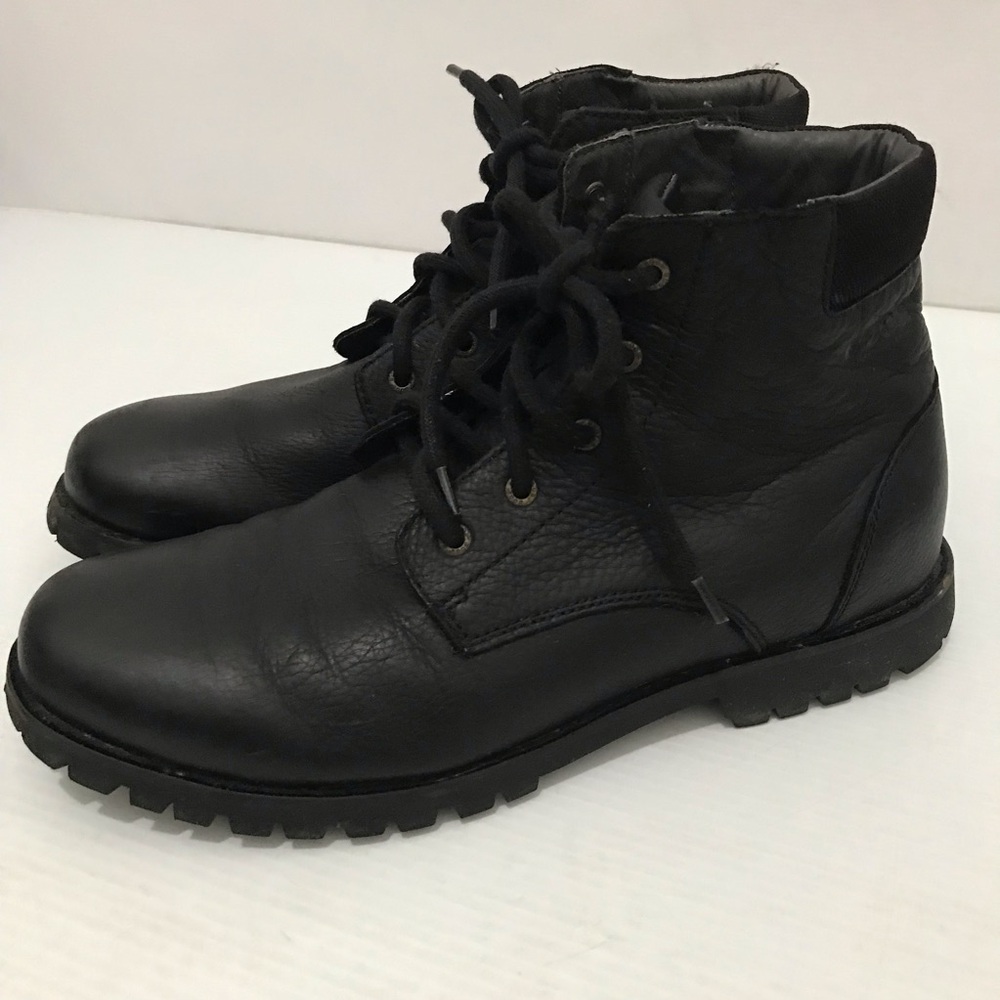 Bogs Black Leather Men's Boots Size 9 - Picture 3 of 9
